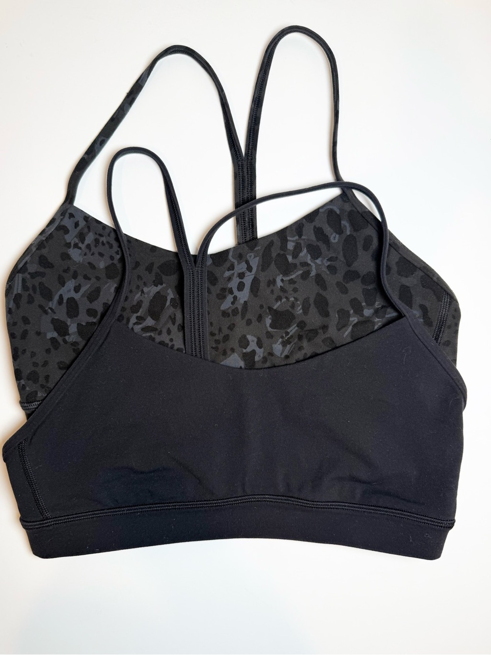 Lululemon Flow Y Bra size 8 Bundle of 2 black and black animal.